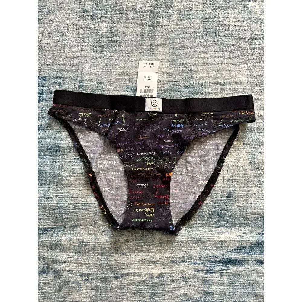 NWT! Gilly Hicks Black and Rainbow Pride BLM Bikini Style Underwear Small